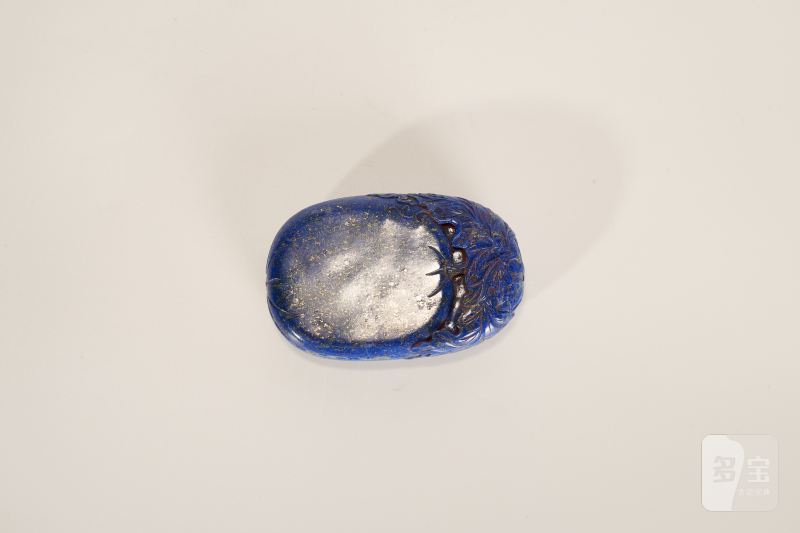 Lot975 清代 青金石瓜瓞砚 带紫檀盒 - 图3
